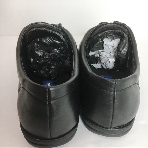 7.5WW 7.5 EXTRA WIDE Easy Spirit Motion Black Leather Comfort Oxfords Sneakers - Picture 6 of 10